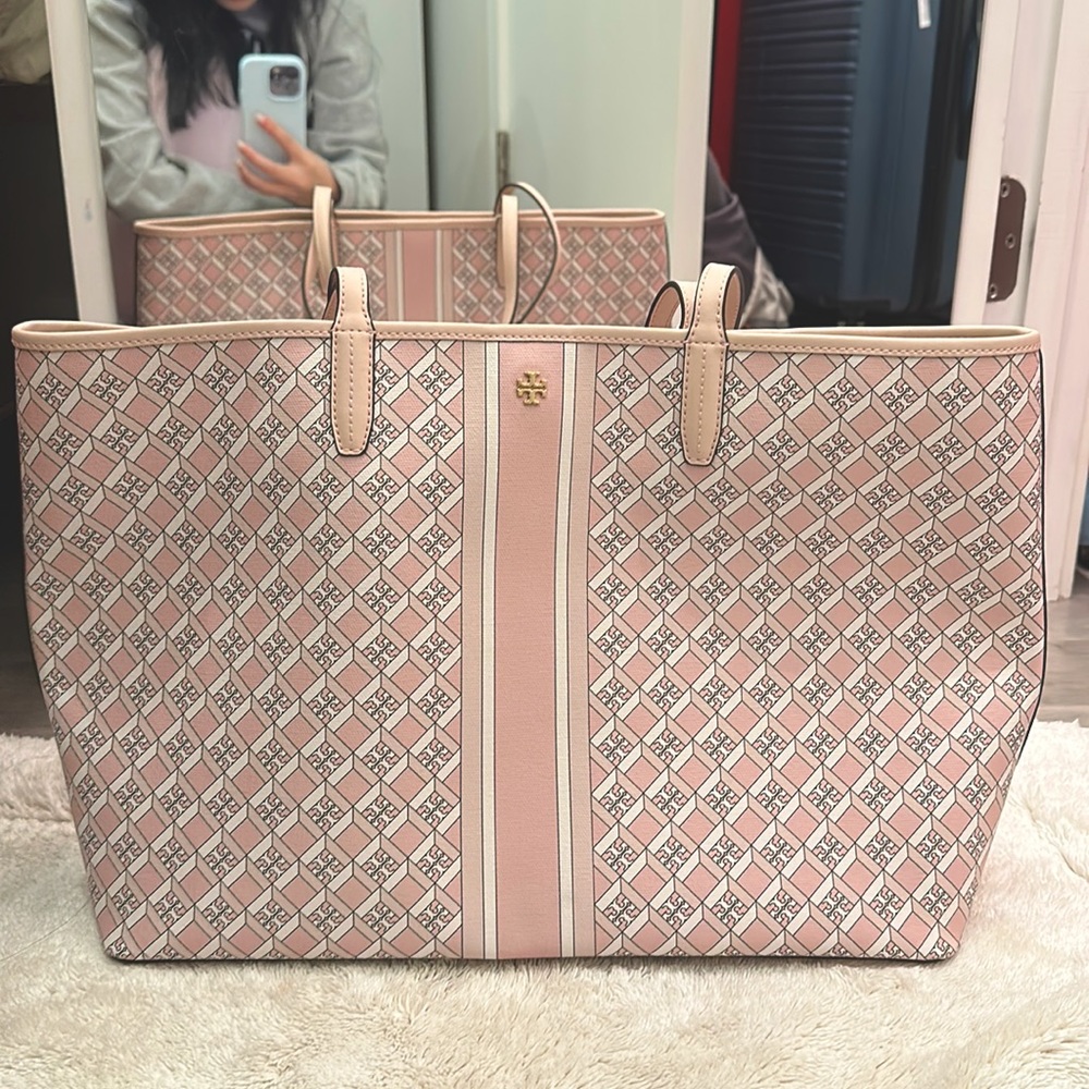 💕BRAND NEW with Tag Tory Burch Pink Geo Logo Tote